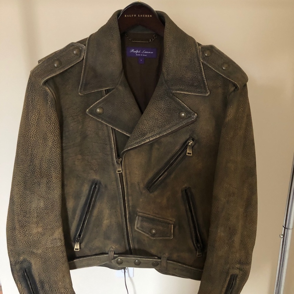 Ralph Lauren Chestnut Leather Biker Jacket